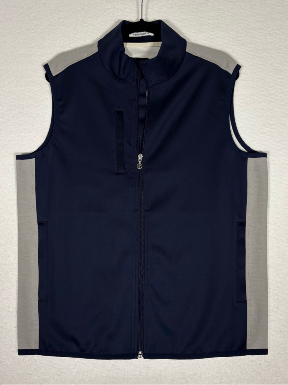 Ashworth Golf Men’s Stretch Vest Zip Up Navy Blue/Gray Size Medium #P0096